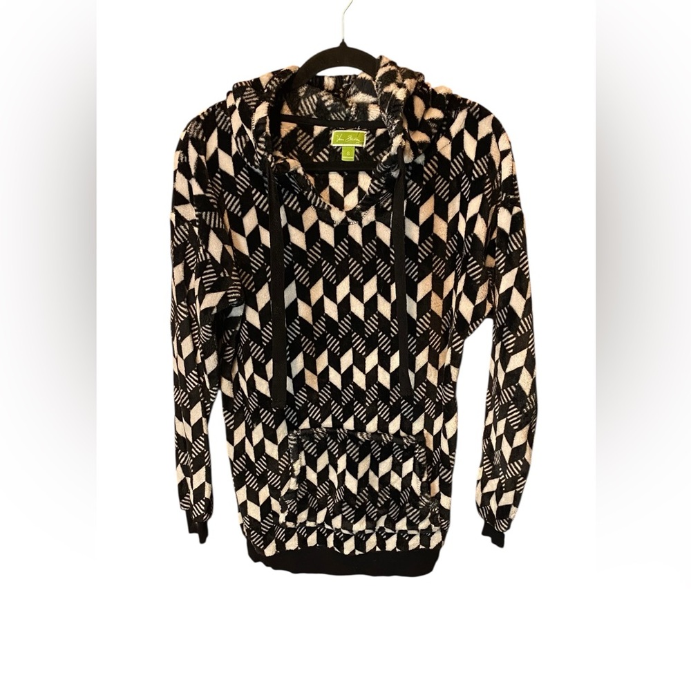 Vera Bradley Black and White Geometric Fleece Hoodie Size Small